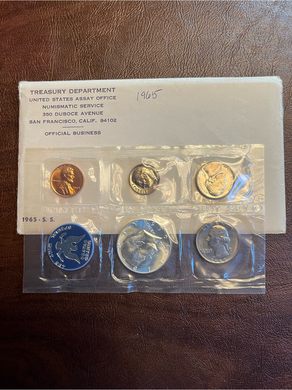 1965 U.S. Mint Uncirculated Coin Set - Brown and Silver